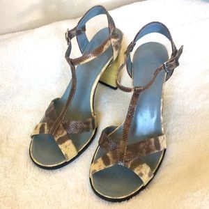 Gucci Snakeskin Block Heel Sandals